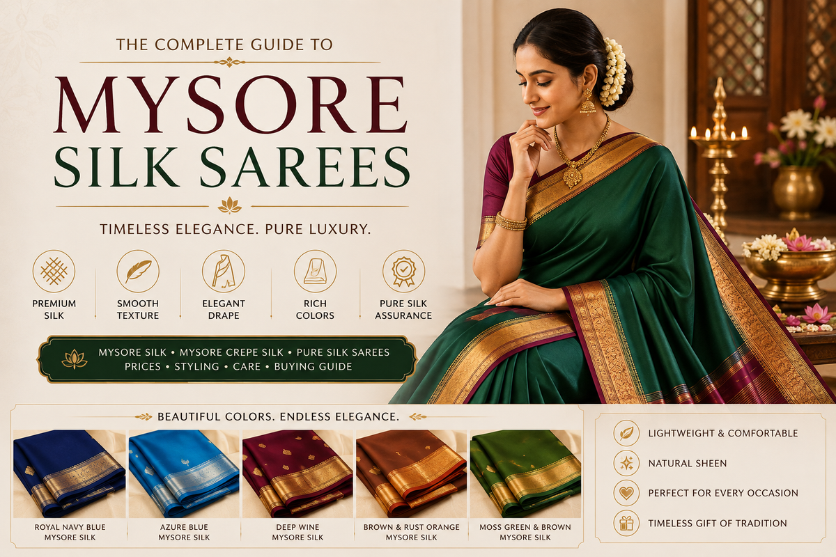 Mysore Silk Sarees: Complete Guide to Pure Silk, Crepe, Prices &amp; Buying