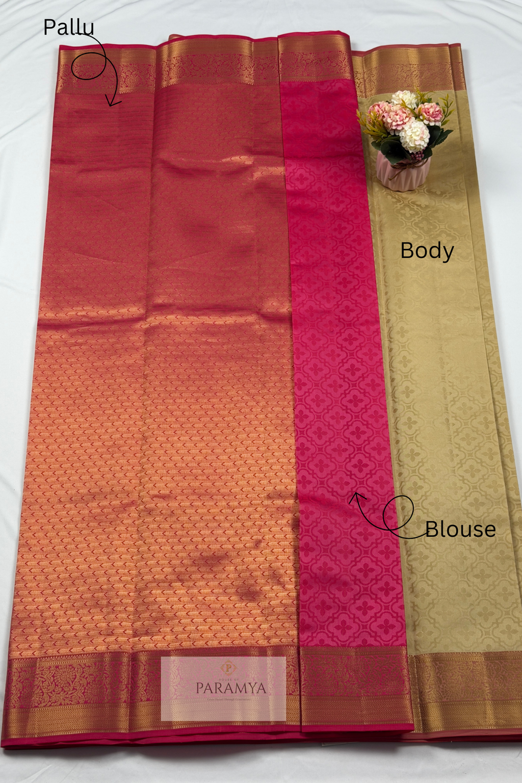 Pure Kanchi Silk Saree with Rich Zari Weave | Silk Mark Certified