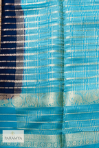 Royal Navy Blue and Turquoise green Crepe Silk Saree
