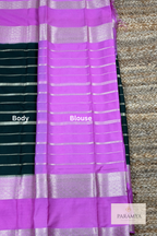 Olive Green Saree with Orchid pink premium Crape Silk