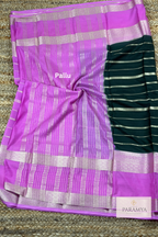 Olive Green Saree with Orchid pink premium Crape Silk