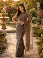 Elegant Brown Designer Tussar Silk Saree