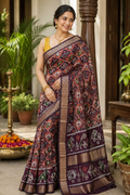 Brown Pen Kalamkari Saree