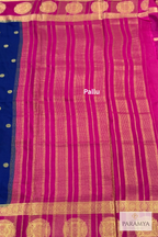 Royal Midnight Blue Georgette Silk Saree with Rani Pink