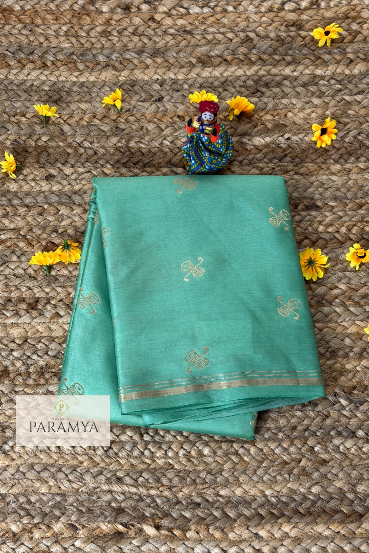 Premium Gajji Silk in Light Sea green & Rich Wine Saree