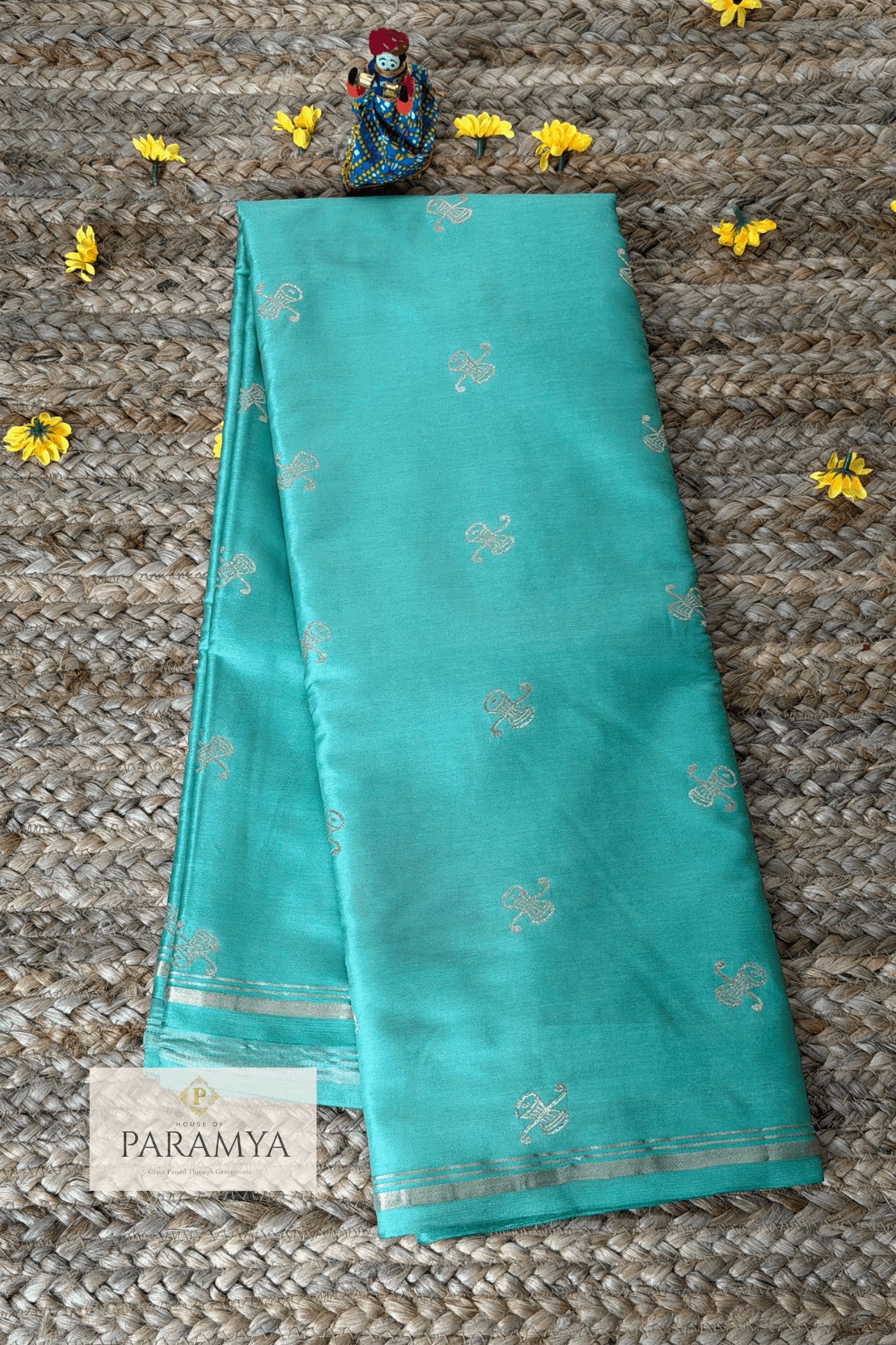 Premium Gajji Silk in Light Sea green & Rich Wine Saree - Saree View | House Of Paramya