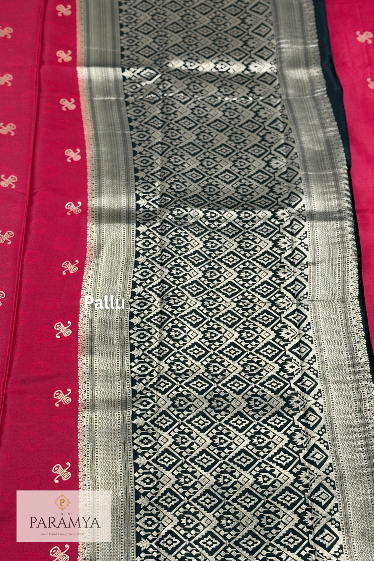 Premium Gajji Silk in Magenta Pink & Rich Purple-Black Saree