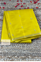 Sunshine Yellow Gajji Silk Saree with Silver Zari Buttas