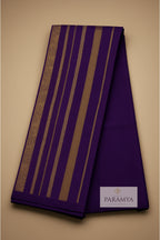 Dark Purple Pure Kanchipuram Silk Saree with 2Gram Silver Zari - Saree View | House Of Paramya
