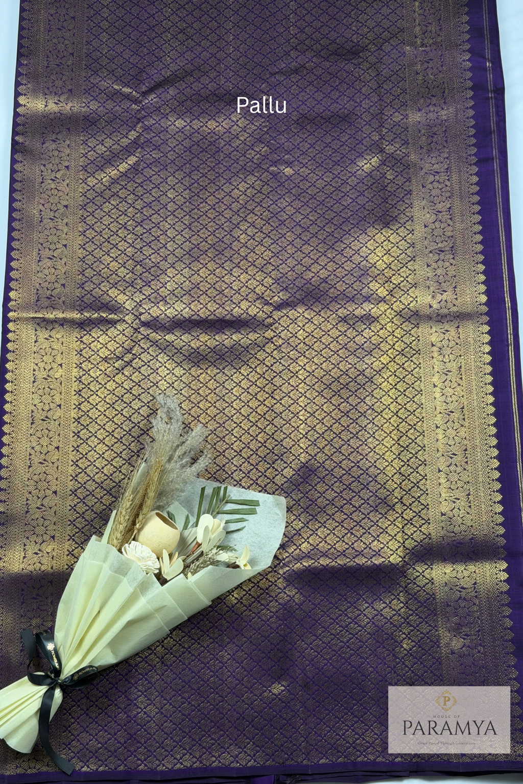 Dark Purple Pure Kanchipuram Silk Saree with 2G Silver Zari | Silk Mark Certified