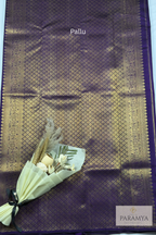 Dark Purple Pure Kanchipuram Silk Saree with 2G Silver Zari | Silk Mark Certified
