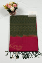 Rani Pink & Emerald Green Pure Kanchipuram Silk Saree -Box view | House Of Paramya