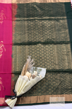 Rani Pink & Emerald Green Pure Kanchipuram Silk Saree | Silk Mark Certified
