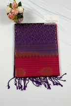 Pink with Purple Pure Kanchipuram Silk Saree | Silk Mark Certified