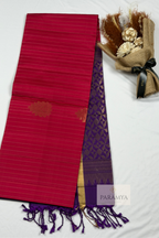 Pink with Purple Pure Kanchipuram Silk Saree | Silk Mark Certified
