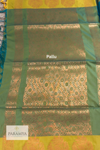 Dual Tone Olive Green & Mustard Soft Silk Saree with Teal Zari Pallu