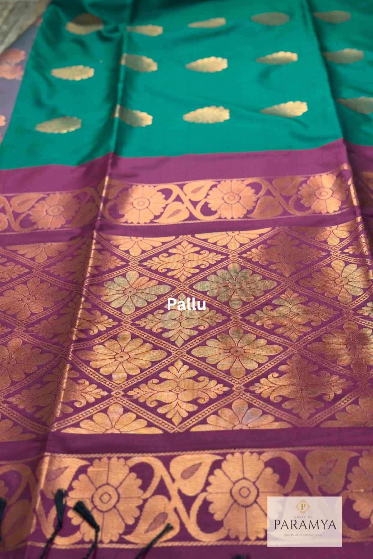 Green & Pink Soft Silk Saree with Copper Zari