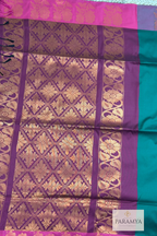 Green & Pink Soft Silk Saree with Copper Zari