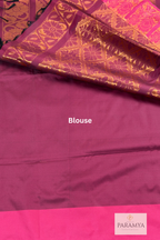 Green & Pink Soft Silk Saree with Copper Zari