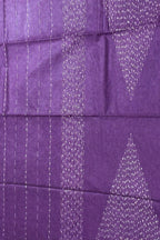 Deep Plum Semi Khadi Cotton Saree with White Thread Work
