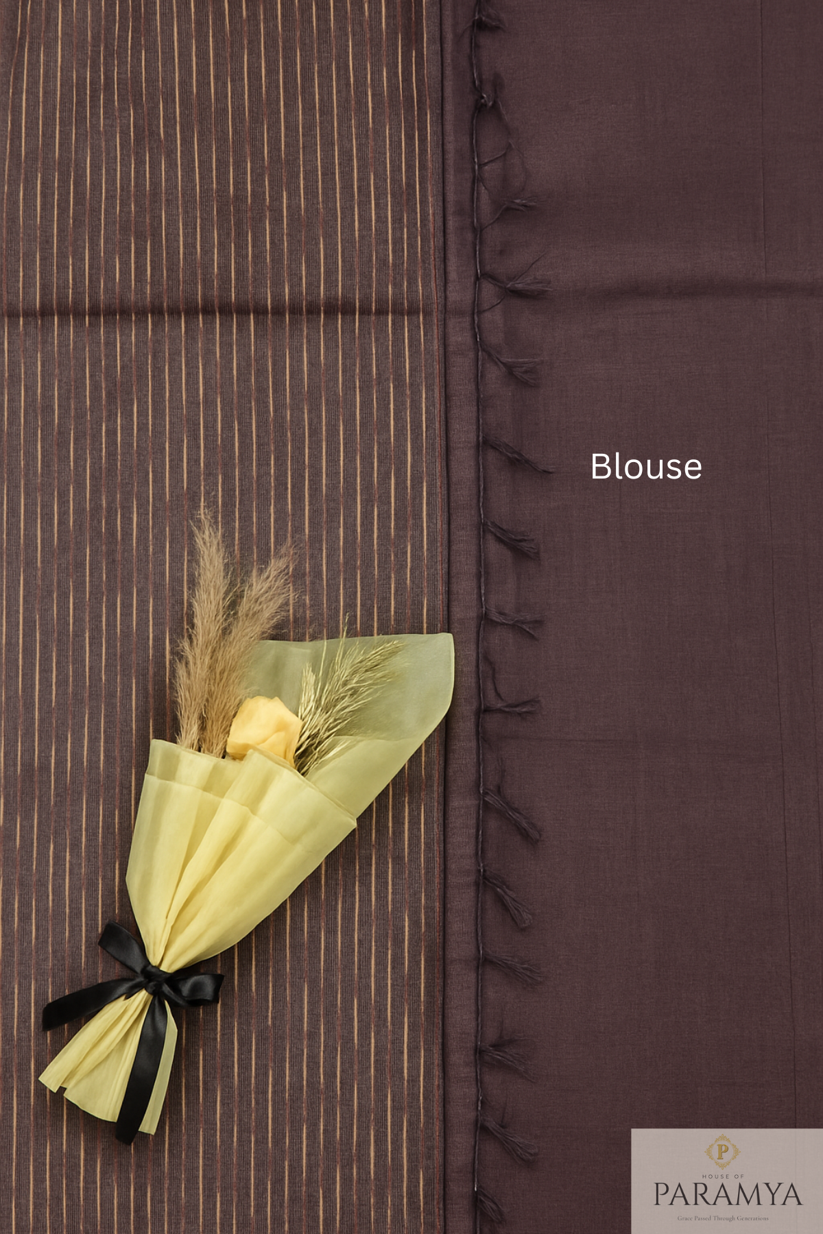 Elegant Brown Designer Tussar Silk Saree | Silk Mark Certified