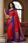 Pink with Purple Pure Kanchipuram Silk Saree | Silk Mark Certified