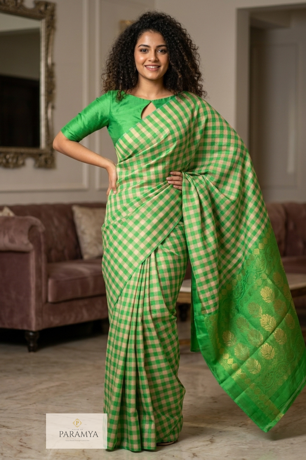 Emerald Green Pure Kanchipuram Silk Saree | Silk Mark Certified