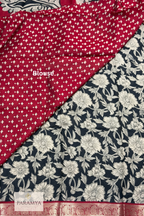 Black Kalamkari Linen Silk Saree with Maroon