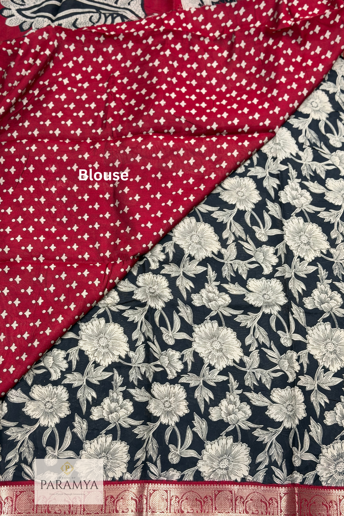 Black Kalamkari Linen Silk Saree with Maroon