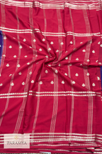 Mysore Crepe Silk Saree in Wine with Floral Motifs & Red Contrast Borders