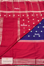 Mysore Crepe Silk Saree in Wine with Floral Motifs & Red Contrast Borders
