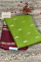 Elegant Moss Green & Brown Mysore Silk Saree – A Timeless Heritage Weave