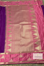 Royal Purple Mysore Silk Saree with Gandaberunda Motifs & Temple Border
