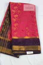 Royal Rani Pink & Purple Mysore Silk Saree with Gold Zari Weave