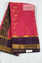 Royal Rani Pink & Purple Mysore Silk Saree - Full View | House Of Paramya