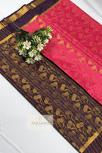 Royal Rani Pink & Purple Mysore Silk Saree - Pallu View with Body | House Of Paramya