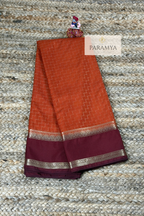 Premium Mysore Silk Saree in Rust Orange & Deep Brown border