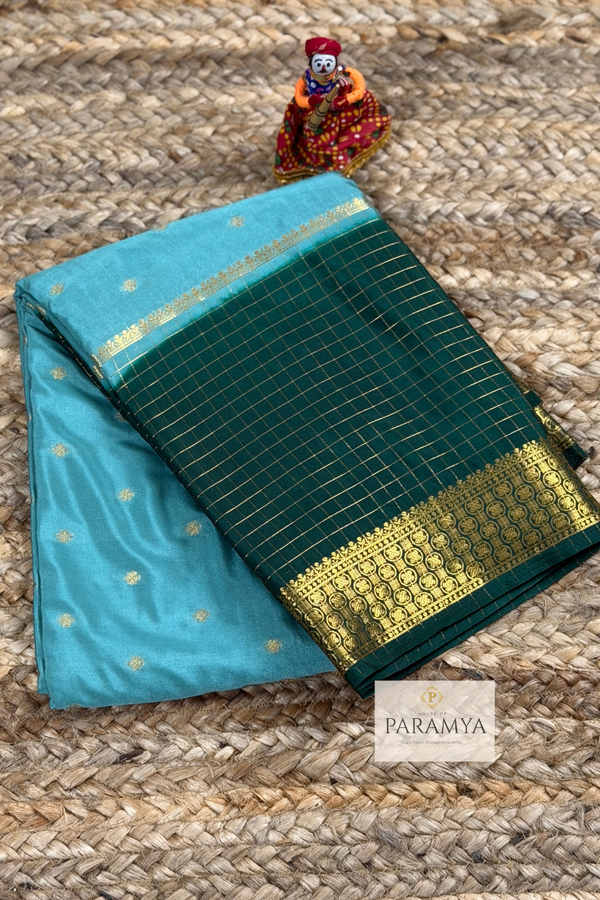 Sea and Bottle Green Mysore Silk Elegance