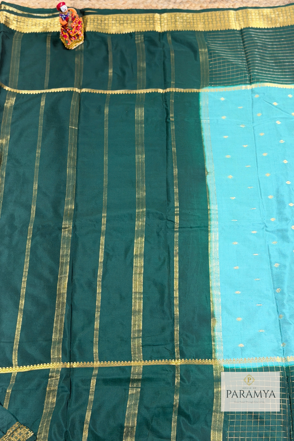 Sea and Bottle Green Mysore Silk Elegance
