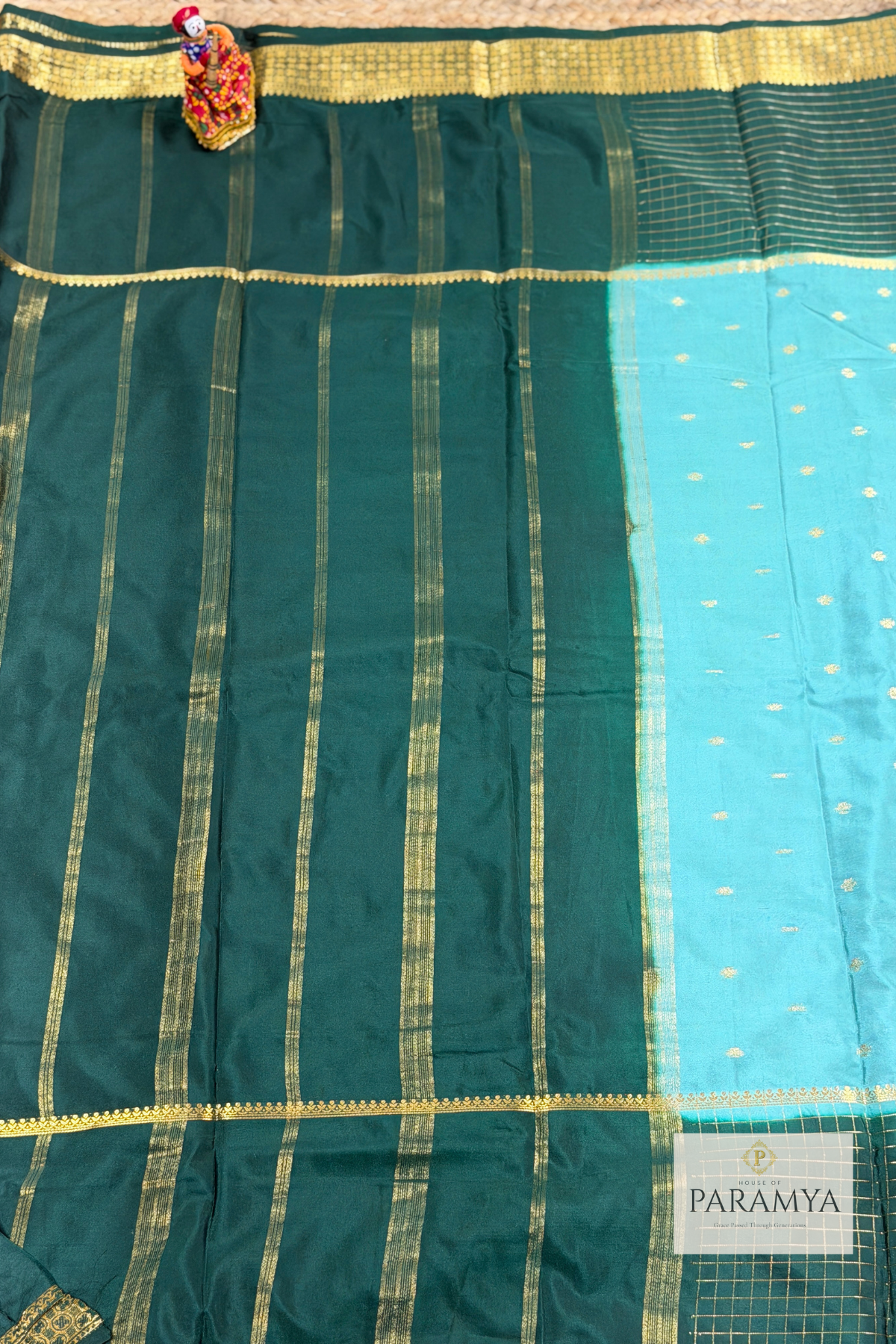 Sea and Bottle Green Mysore Silk Elegance