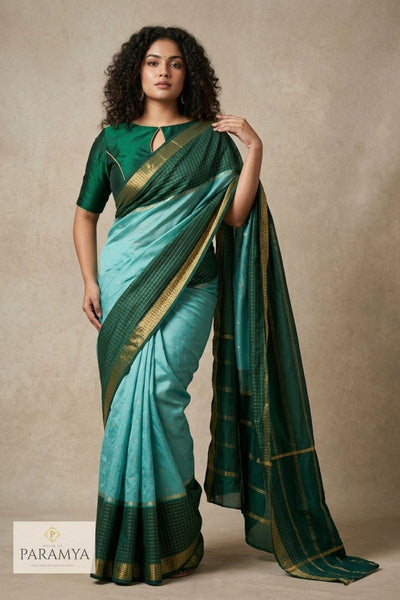 Sea and Bottle Green Mysore Silk Elegance