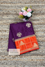 Deep Wine Mysore Silk Saree with Gandaberunda Motifs & Temple Border