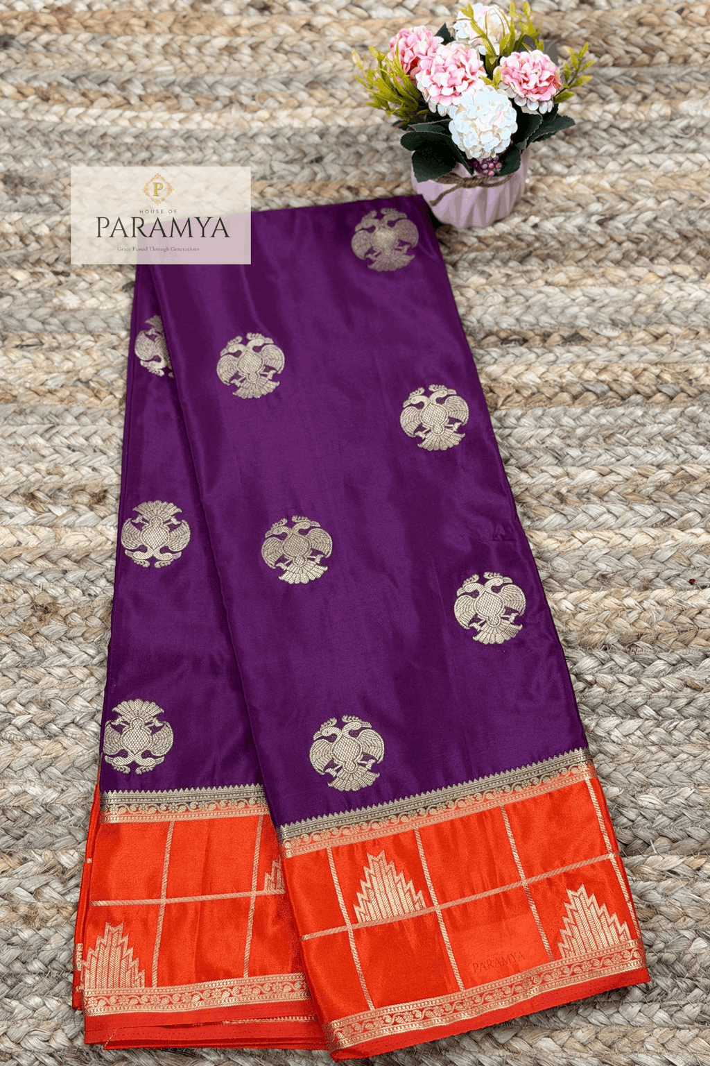 Deep Wine Mysore Silk Saree view — rich zari pallu on wine-coloured silk | House of Paramya