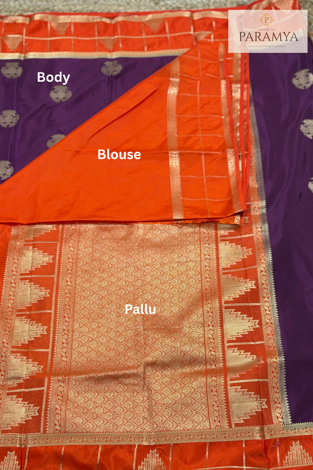 Deep Wine Mysore Silk Saree with Gandaberunda Motifs & Temple Border