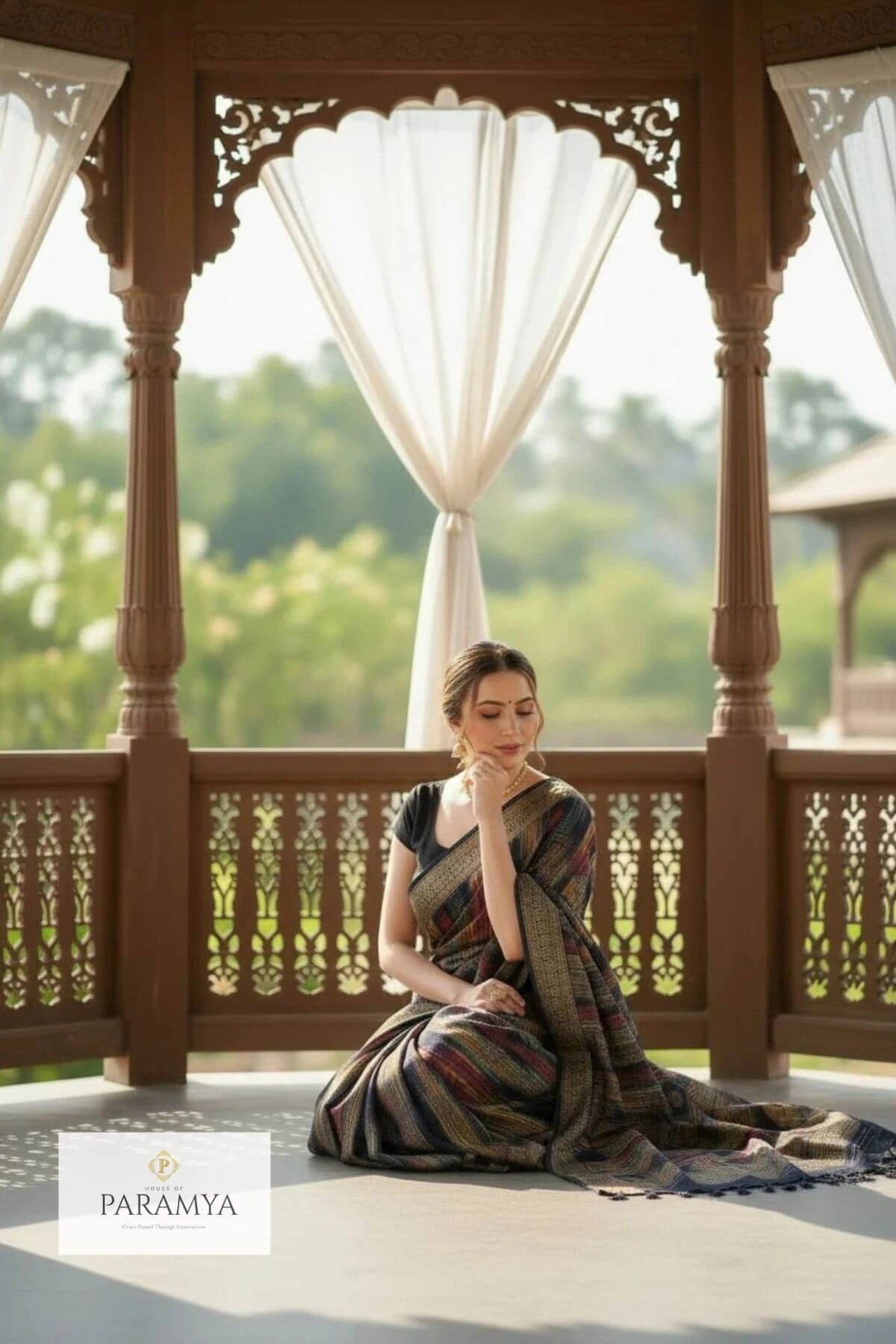 Sambalpuri silk saree with multicolor Ikat print Elegant view | House Of Paramya