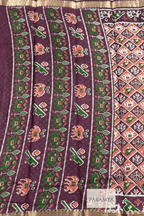 Brown Pen Kalamkari Saree border Pallu detail — kalamkari border with traditional motifs | House of Paramya