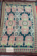 Peach and Green Kalamkari Printed Saree