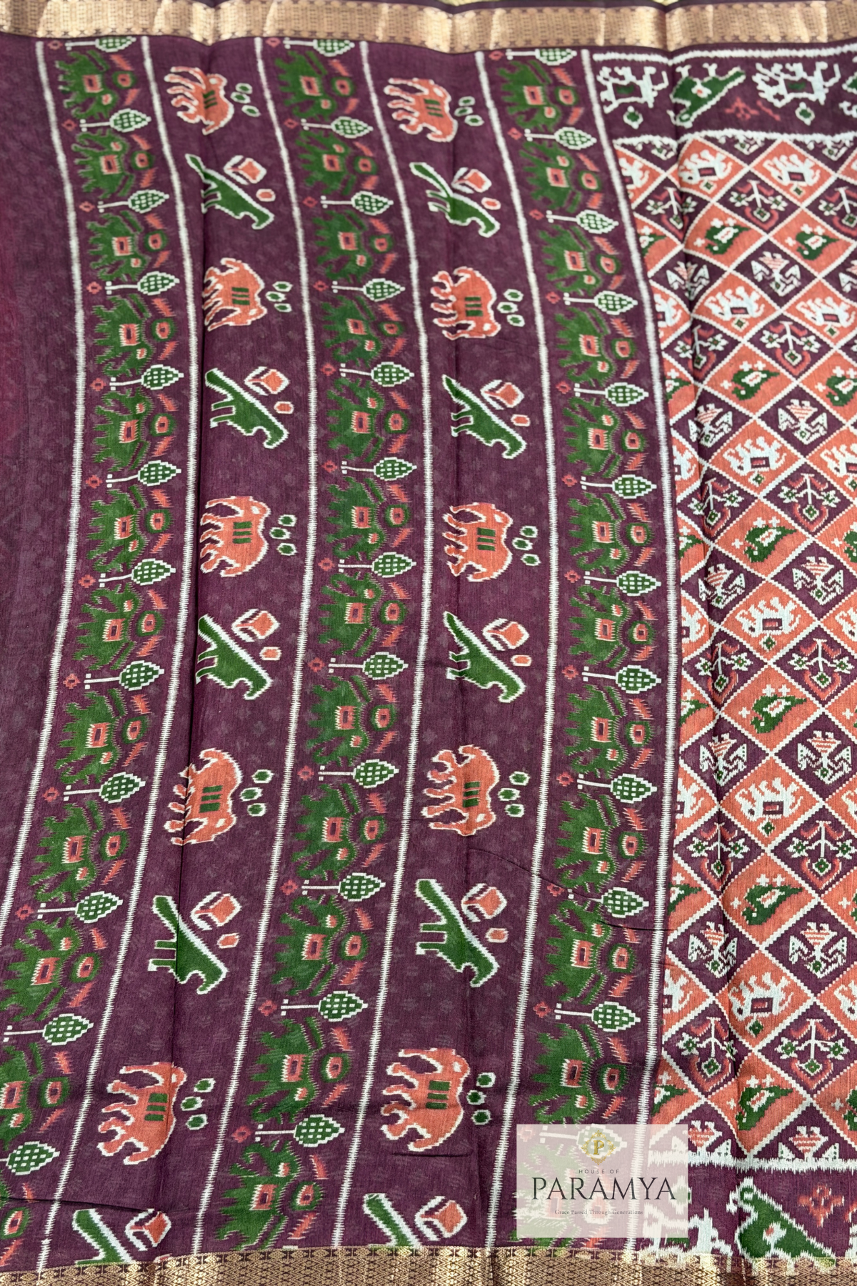 Brown Pen Kalamkari Saree
