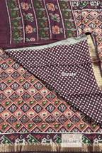 Brown Pen Kalamkari Saree motif close-up and Blouse- detailed pen kalamkari hand-painted artwork | House of Paramya