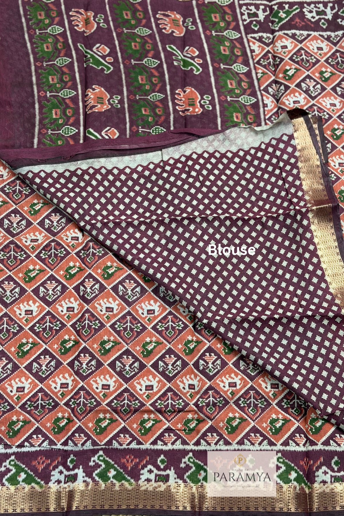Brown Pen Kalamkari Saree